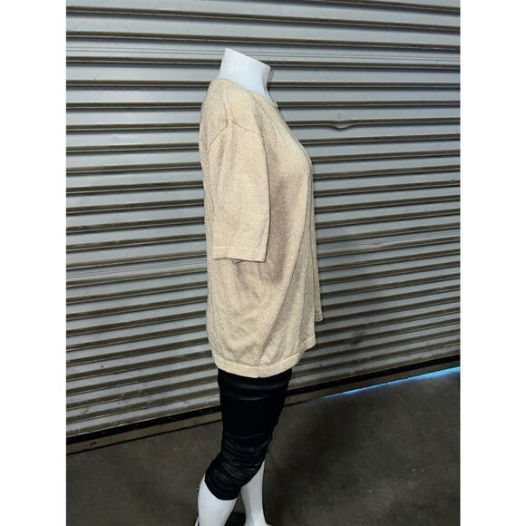 Lisa Originals top career cotton Rayon blend short sleeve metallic vintage - Picture 4 of 7